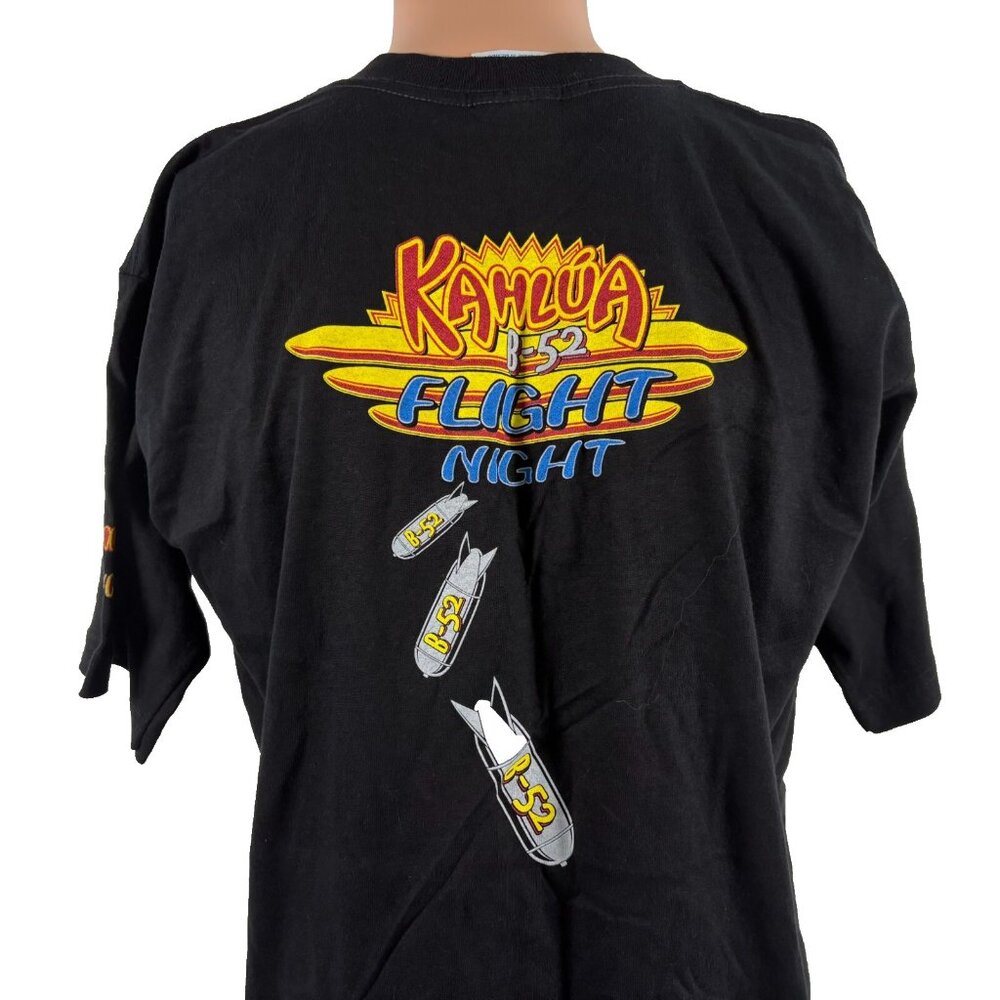 Vintage 90s Kahlua T Shirt Mens Size L Black B52 Flight Night Coffee Liqueur